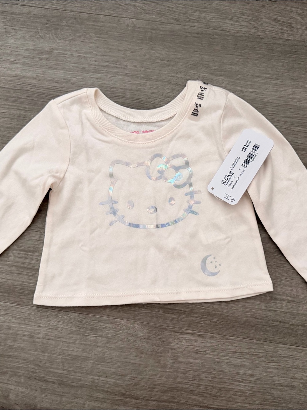 Hello Kitty Holographic Logo Long-Sleeve Top - size 12-18 months